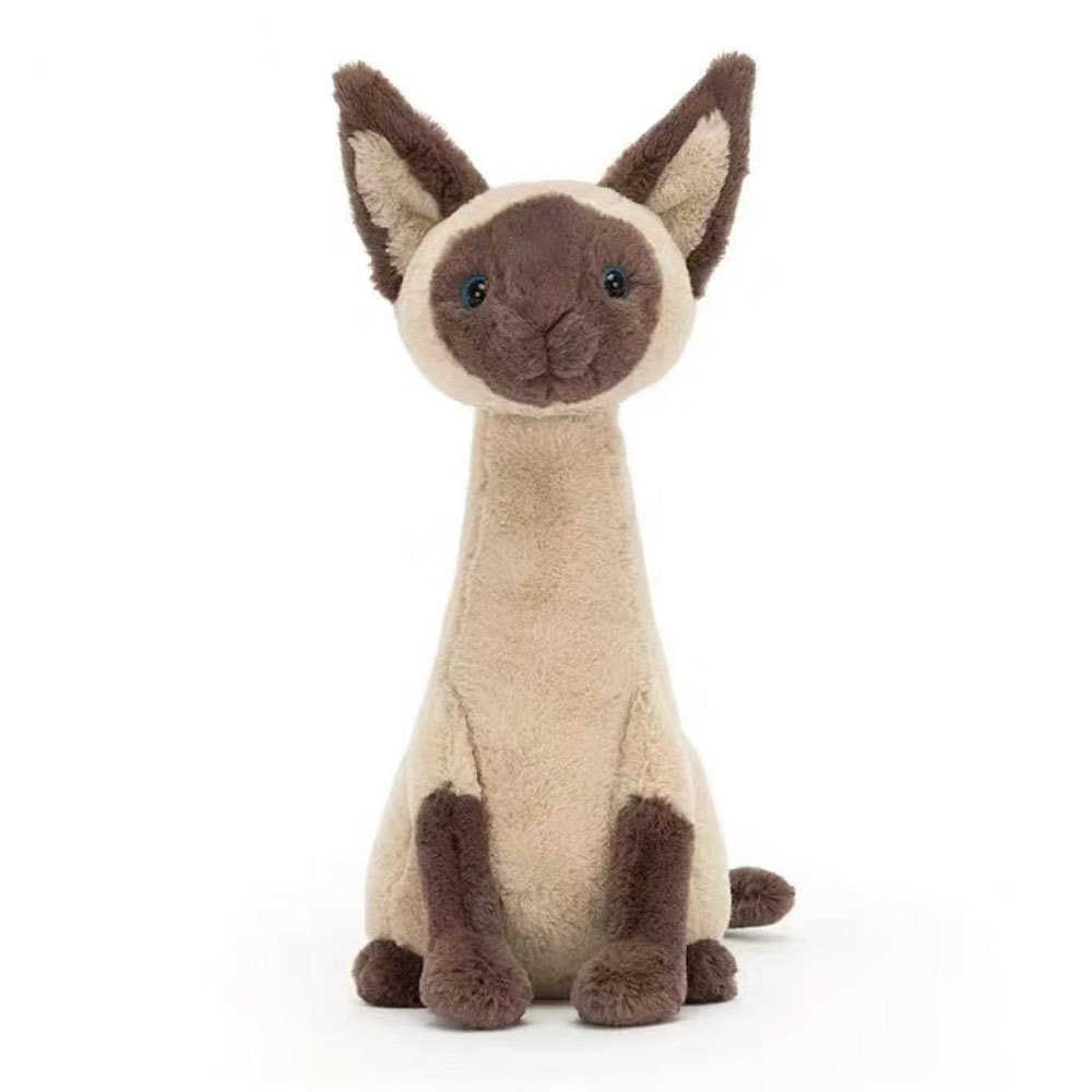 Plush Dolls Jellyca Siamese Cat Black Faced Cat Plush Toy Soothing Doll Teddy Bear Doll
