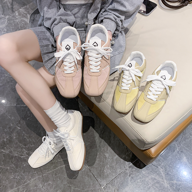 2025 Spring Autumn Metallic GermanTrainer Shoes Flat Ballet Shoes Retro Summer Versatile Soft Bottom Sports and Leisure Board Shoes Fashion Outdoor Ru