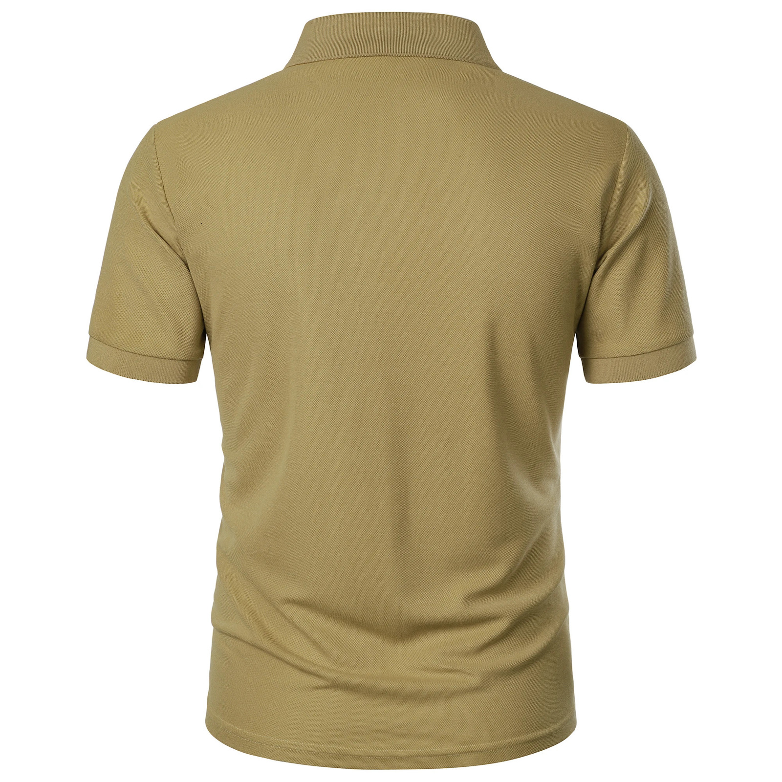 Mens solid color short-sleeved button-down lapel T-shirt casual top 250519