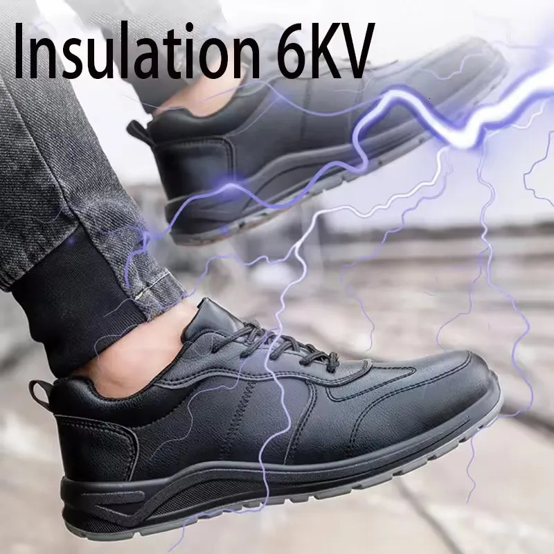 Black Safety Shoes Men Steel Toe Shoes Work Shoes Sneakers Male Anti-puncture Indestructible Security Boots Waterproof Leather 250519