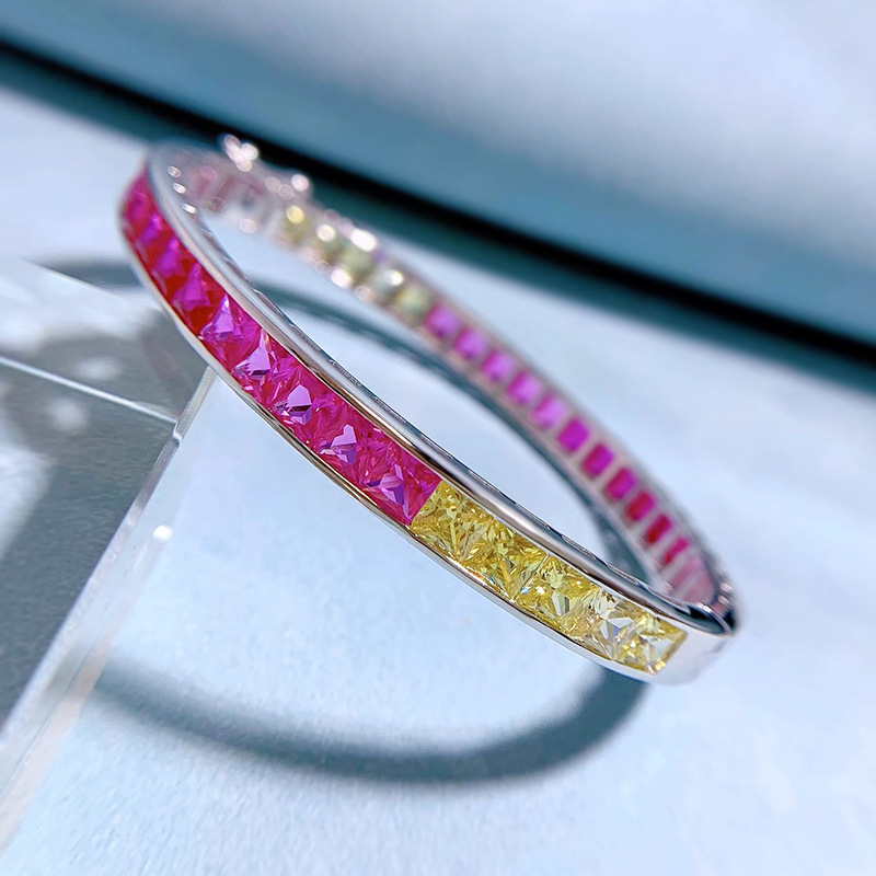 New European and American Fashion S925 Silver Endless Rainbow Candy Color Cubic Zirconia Bracelet