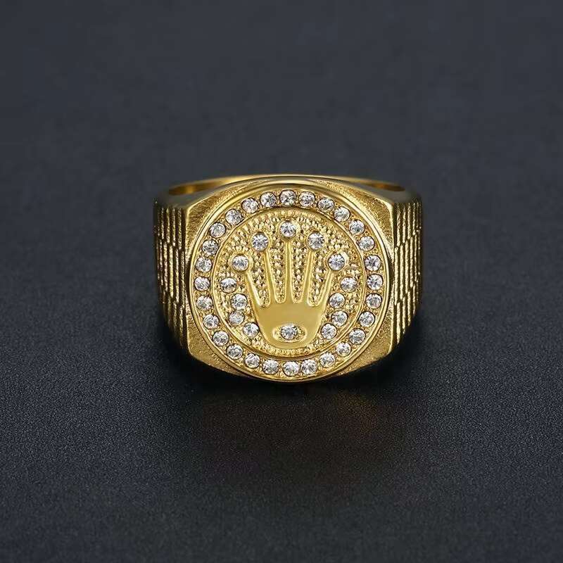 New stainless with crown design men, hip hop titanium steel diamond ring for men
