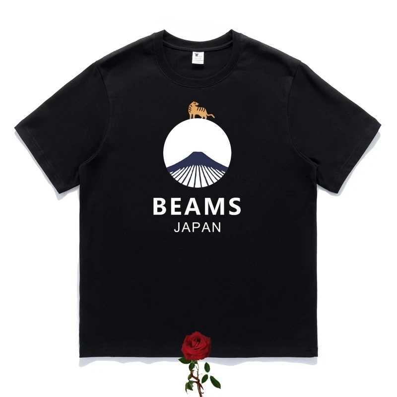 High Quality Animal Mount Print Beams T-shirts Men Women Casual Loose Round Neck Short Sleeve BEAMS JAPAN Top Tees Harajuku J250515