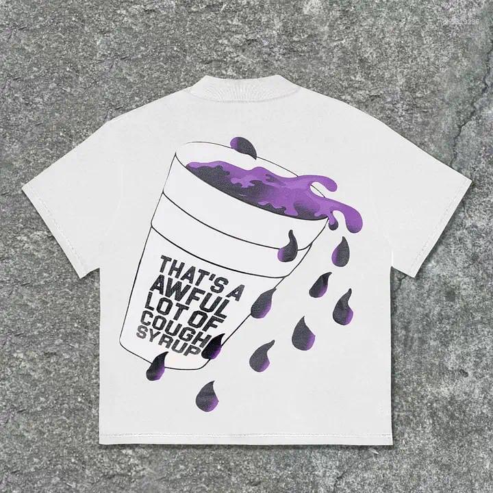 Men's T Shirts That's A Awful Lot Of Cough Syrup Po Up Graphic Cotton T-Shirt Unisex Harajuku Vintage Streetwear Men Clothing