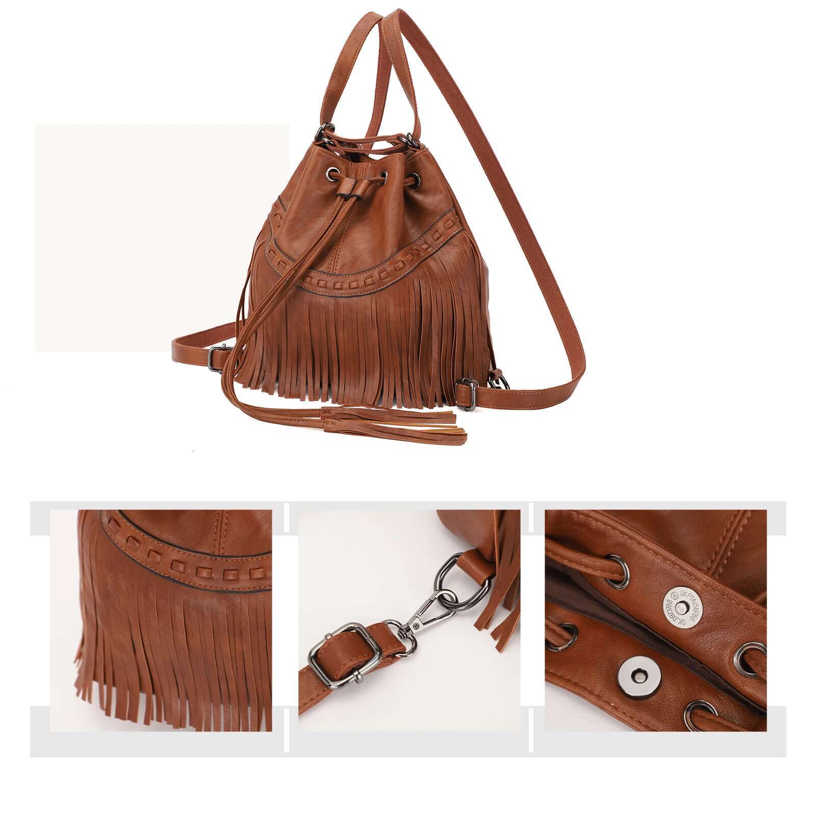 KL928 Bucket Bags for Women, Backpack Purse, Fringe Purses with Drawstring Ladies Tassel Hobo Bag Shoulder Handbags ddmymoon