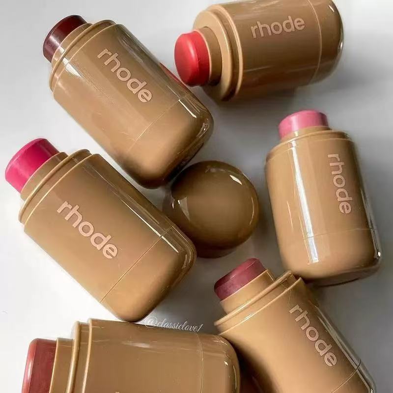 RHODE High Quality Pocket Blush 5.3g and Lip glpss in set Makeup Long Lasting Blush Stick Beauty Cosmetics 6 Color Piggy Freckle Toasted Teddy Sleep G
