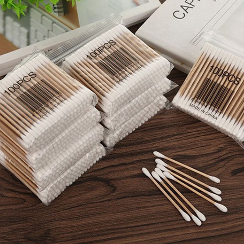 Cotton Buds Cotton Swabs Medical Ear Cleaning Wood Sticks Makeup Health