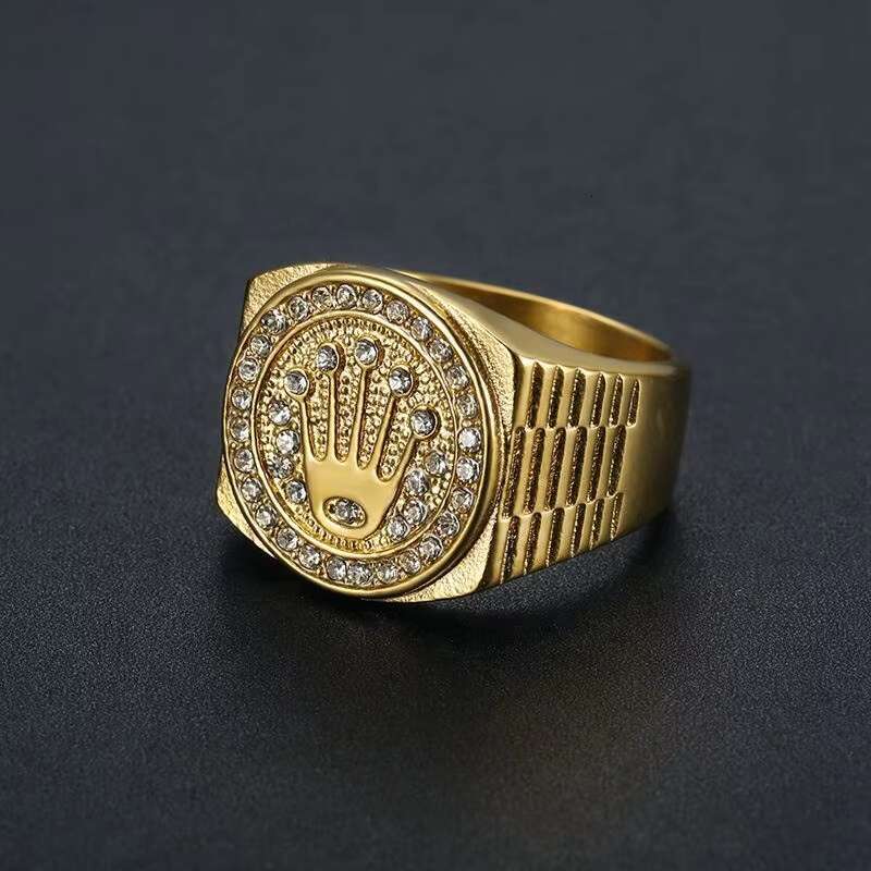 New stainless with crown design men, hip hop titanium steel diamond ring for men