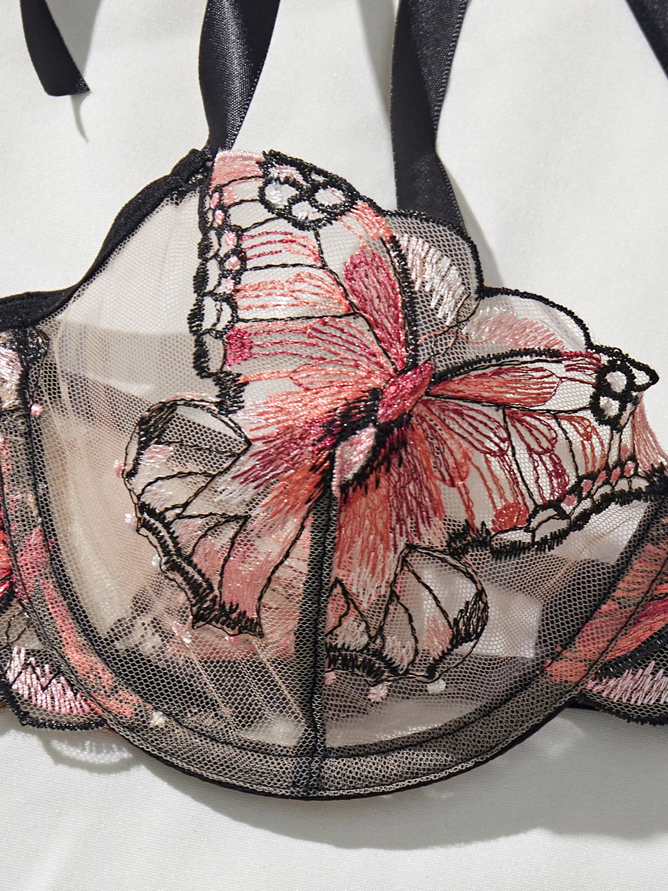 Lady 2 Pieces Lingerie Elegant Bowknot See Through Sexy Butterfly Bra Panty Cute Girl Intimate Underwear Set 250519