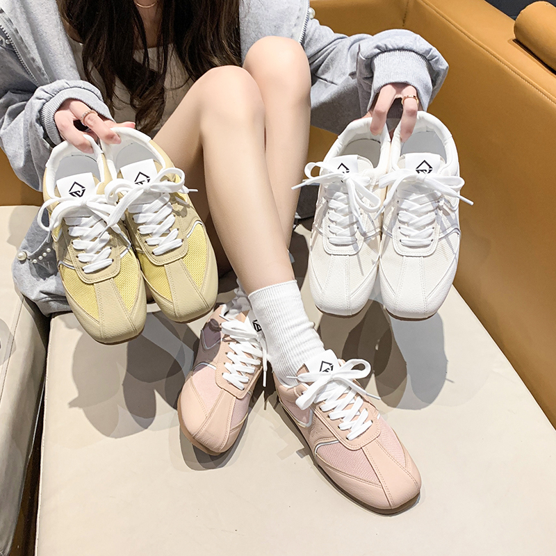 2025 Spring Autumn Metallic GermanTrainer Shoes Flat Ballet Shoes Retro Summer Versatile Soft Bottom Sports and Leisure Board Shoes Fashion Outdoor Ru