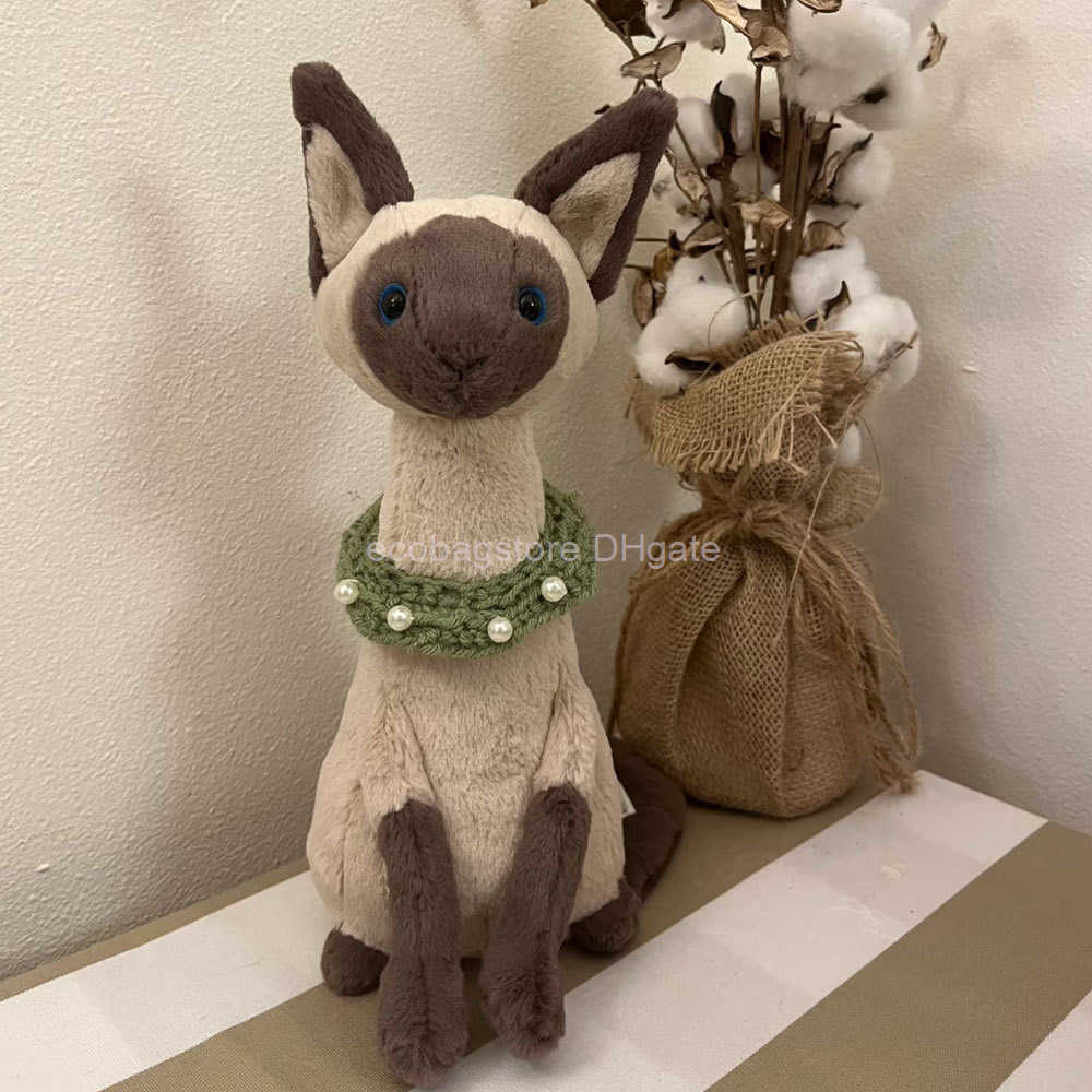 Plush Dolls Jellyca Siamese Cat Black Faced Cat Plush Toy Soothing Doll Teddy Bear Doll