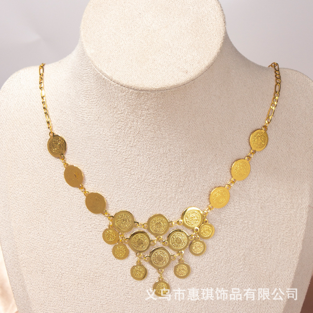 Bridal Wedding Jewelry Set Round Coins Classic Gold Plated Bohemian Tassel Coin Jewelry241105