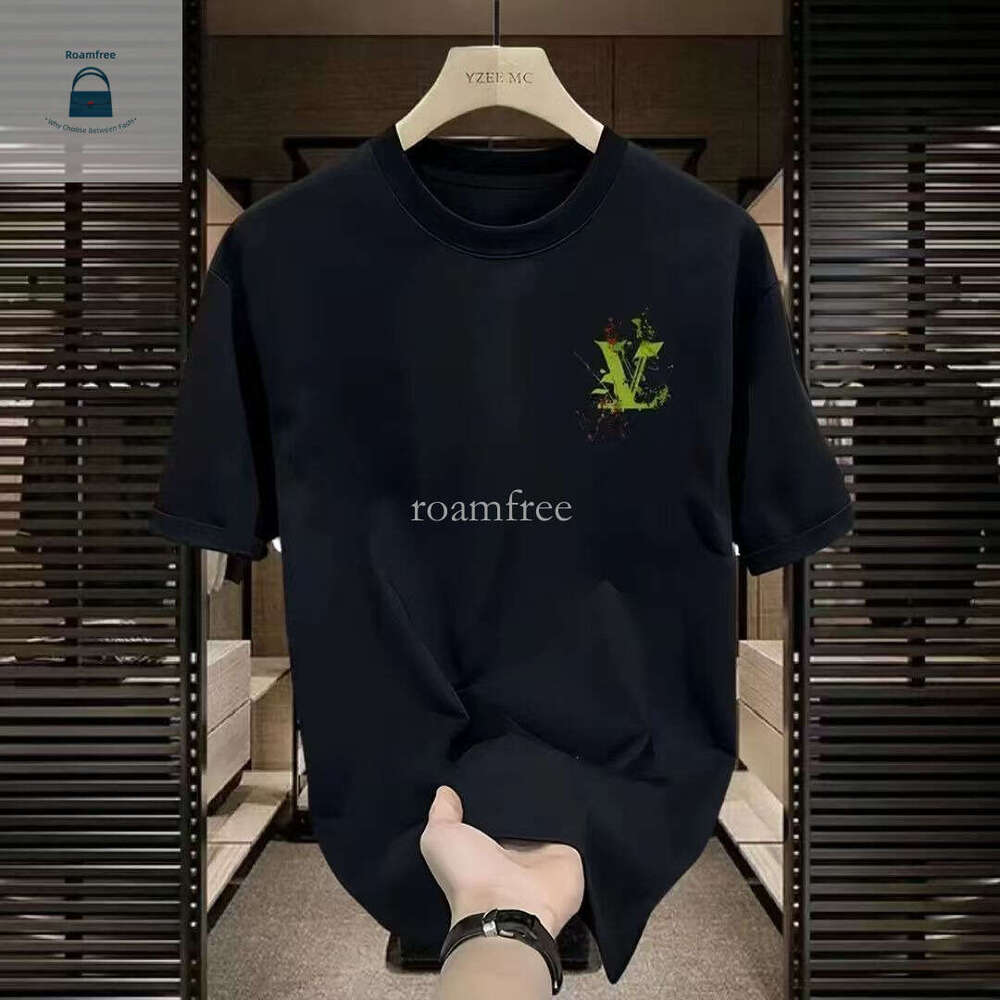 Pure cotton short sleeved high-end European men's summer top with a sense of luxury, unisex T-shirt trendy ddd