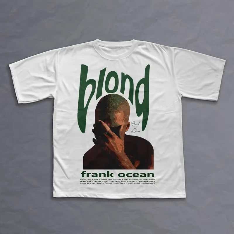 Rapper Frank Retro Graphic T Shirt Mens Hip Hop Ocean Album Clothing T-Shirts Y2k Unisex Blond Fashion Oversized Cotton T-shirt J2505157IP9
