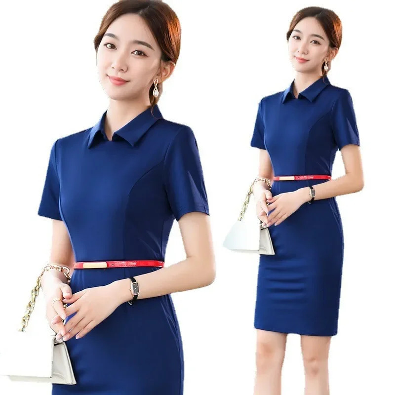 Elastic Professional Dress Slimming Fashionable Workwear for Health Center Spring Autumn Style Elasticity All Day Comfort 250519
