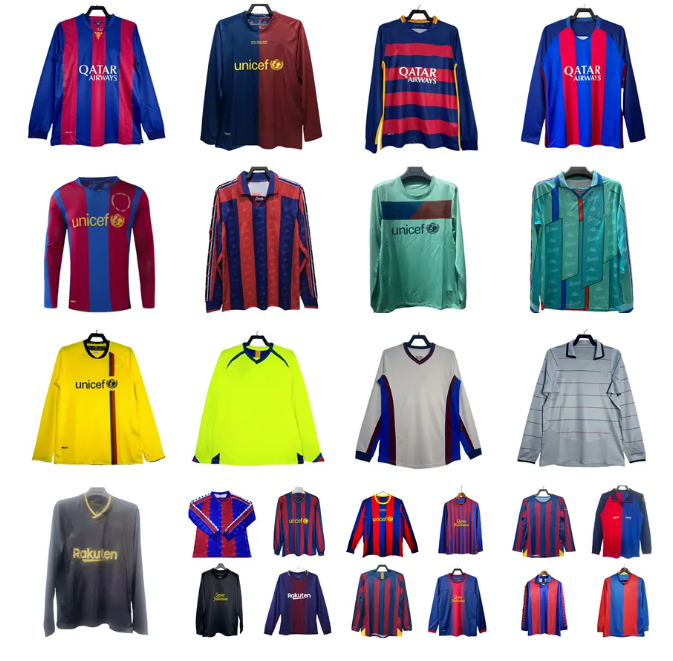 96 03 04 05 06 07 10 11 12 13 14 15 16 17 Retro barcelone NEYMAR JR Soccer jerseys Long sleeves RONALDO HENRY RONALDINHO XAVI INIESTA Classic maillot de foot Football Shirt
