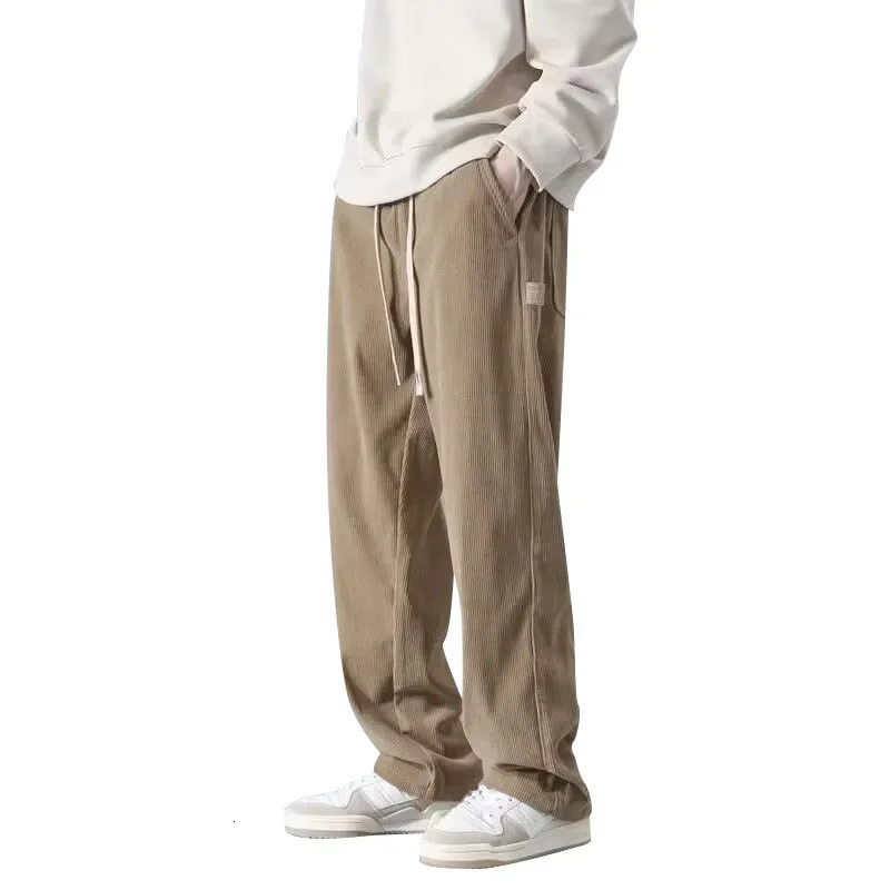 Vintage Corduroy Mens Pants American Style Straight-Leg Bell Bottoms Heavy Draped Loose-Fit Casual Trousers For Spring And Autu 250519