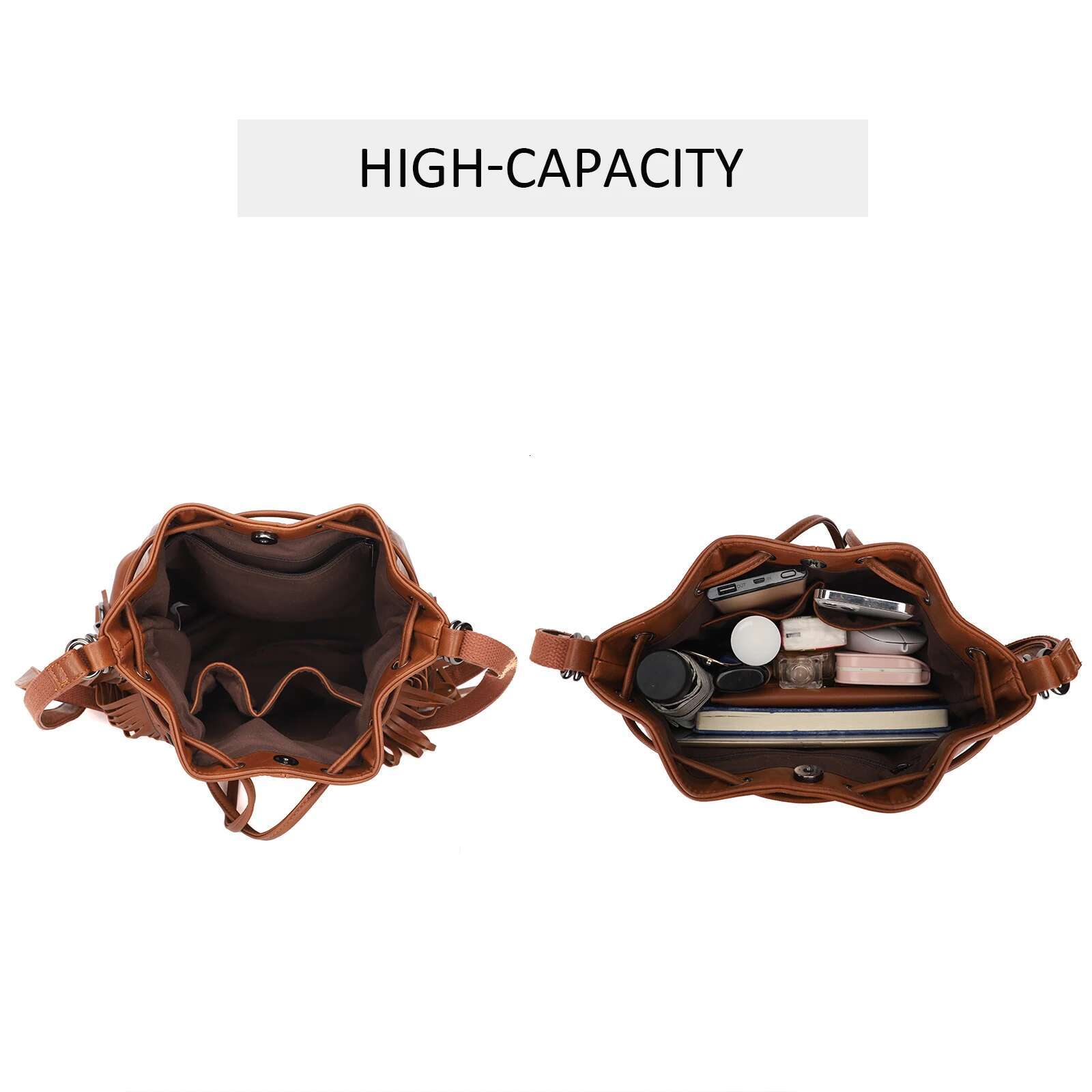 KL928 Bucket Bags for Women, Backpack Purse, Fringe Purses with Drawstring Ladies Tassel Hobo Bag Shoulder Handbags ddmymoon