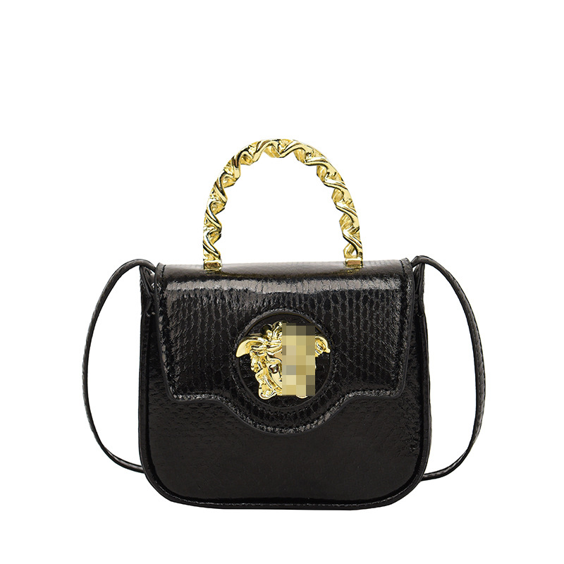 luxury brand bright leather bag ladies elegant handbag metal handle bags vintage fashion versatile make up protable high end bag