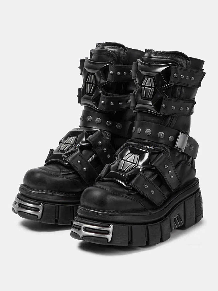2025 New Mens and Womens Punk Rock Gothic Boots Thick Sole Street Rock 35-45 Sports Casual Shoes Party Motorcycle Boot Q250519