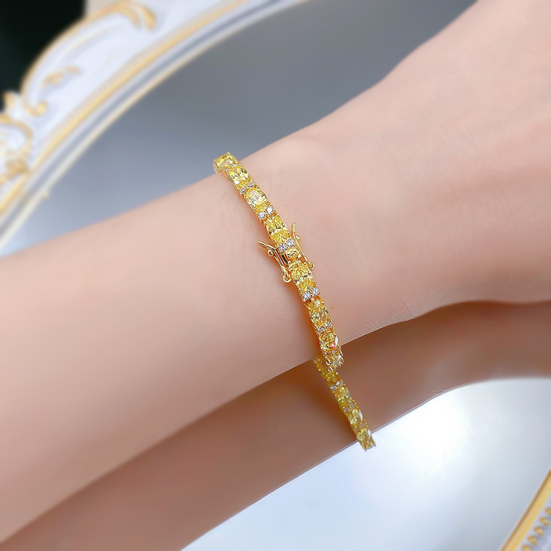 Elegant Oval Diamond Ring Style Bracelets by S925 Sterling Silver Craftsmanship