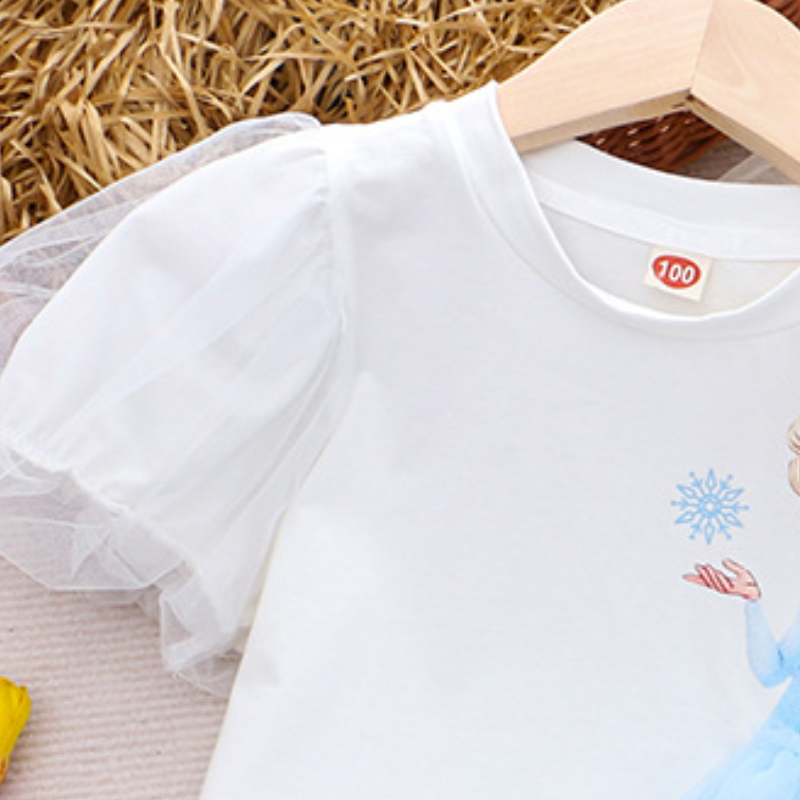 DISNEY girls designer clothes toddler designer clothes Frozen Elsa princess Little girl's summer clothes short sleeves comfortable and soft.