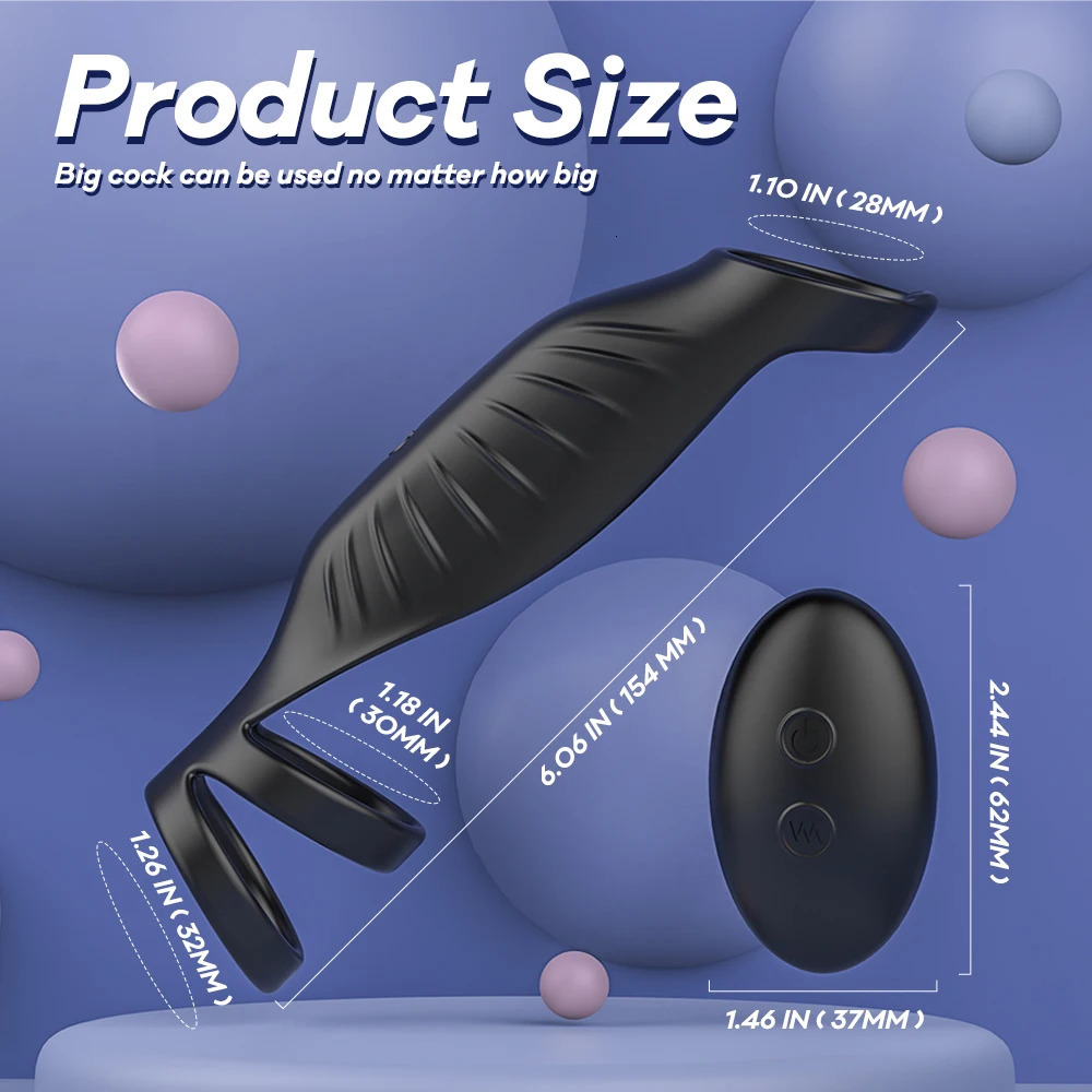 HESEKS Male Remote Vibrating Cock Silicone Sleeve Ring Delay Ejaculation Penis Enlargement Sex Toys For Men Testicle Vibrator 250519