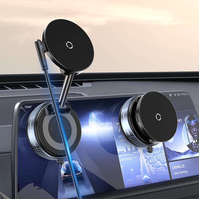 K007S Wireless Car Charger 15W Vacuum Suction Phone Mount Holder Magnetic Hands Free Double Sided Magnetic