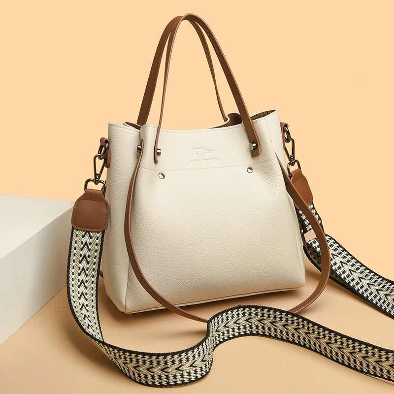 Genuine High Quality Leather Shoulder Crossbody Bags Handbags Women Large Capacity Soft Tote Messenger Bag