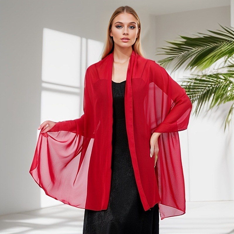 K764 European and American cross-border solid color chiffon extended shawl bridesmaid group wedding dress dance party dinner shawl women