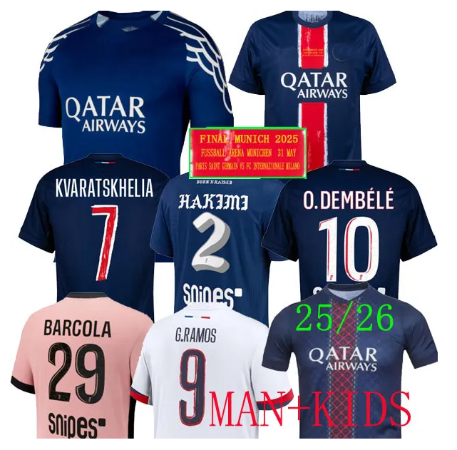 2025 2026 Paris Maillots de football ADULT Paris Soccer Jerseys MBAPPE O.DEMBELE Lee Kang In HAKIMI 2024 25 FINAL 26 MEN KIDS FOOTBALL SHIRT ZAIRE-EMERY maillot foot