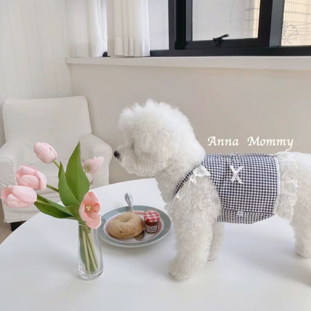 T00236 Dog clothes small dog pet spring and autumn striped bottoming home clothes Teddy Bichon autumn four-legged traction clothes