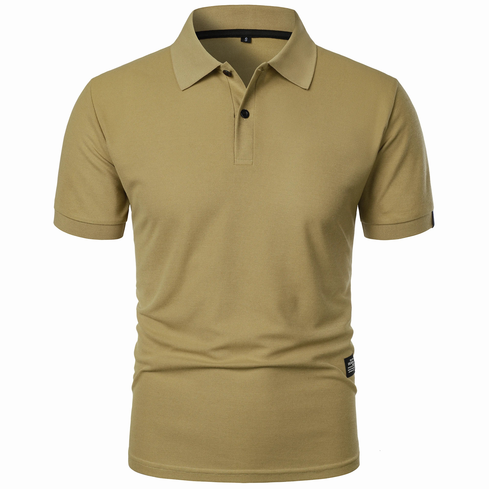 Mens solid color short-sleeved button-down lapel T-shirt casual top 250519