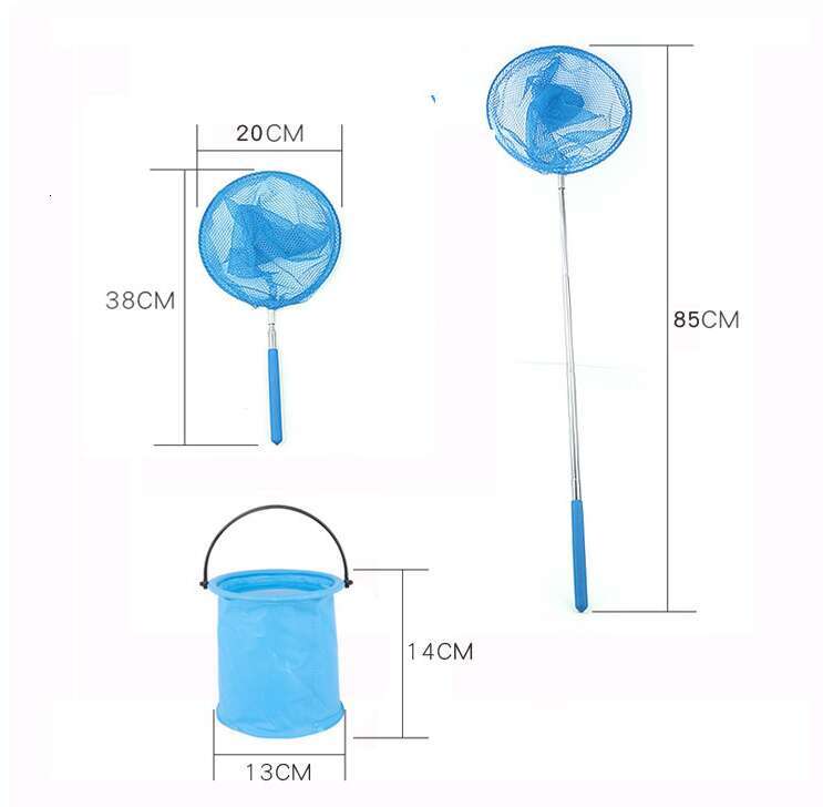 Colorful Fishing Net Anti-Slip Grip Pole Telescopic Butterfly Net Extendable 85CM for Catching Bugs Insect Fishing Toy