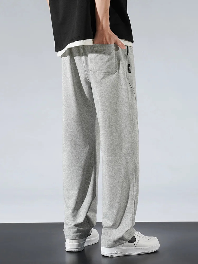 Mens Summer Sweatpants Lightweight Cotton Loose Fit Sports Pants Black Grey Home Basic Straight Trousers 250513Z