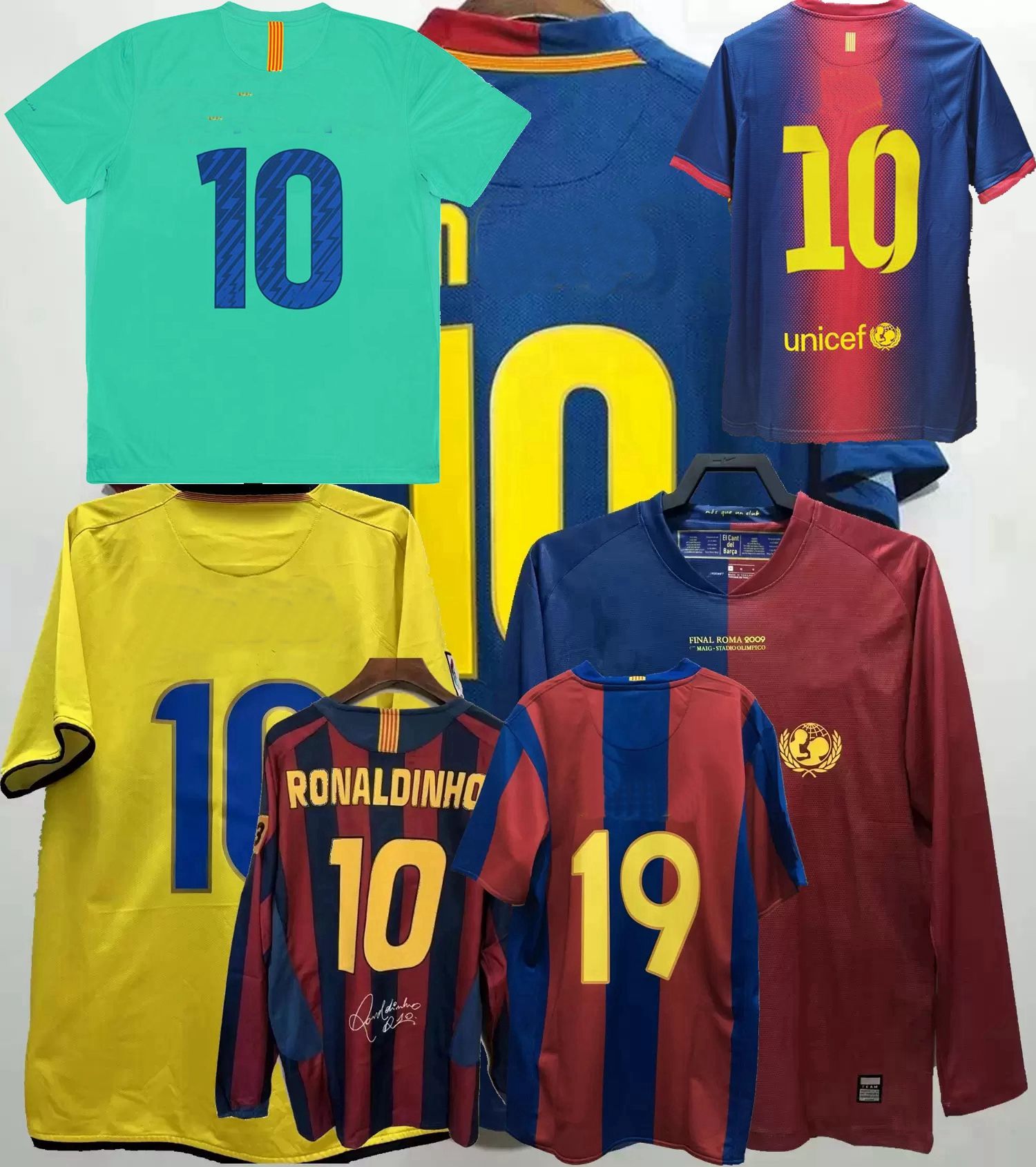 Retro classic RONALDINHO soccer jerseys 2003 04 05 06 07 08 09 2010 11 12 13 14 HENRY A.INIESTA Eto'o Maquez PUYOL XAVI Daniel Alves Abidal Motta DECO football shirt