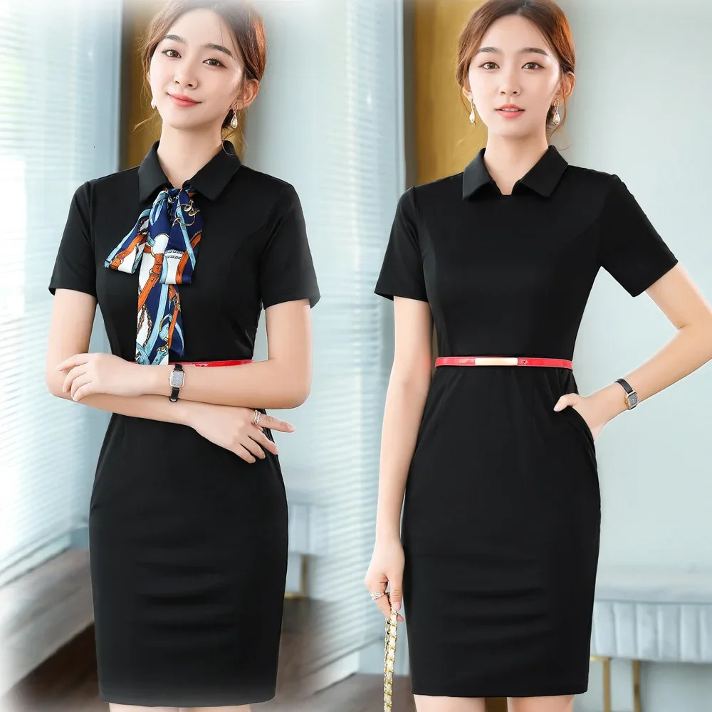 Elastic Professional Dress Slimming Fashionable Workwear for Health Center Spring Autumn Style Elasticity All Day Comfort 250519