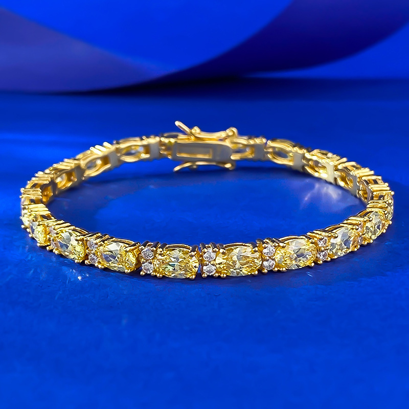 Elegant Oval Diamond Ring Style Bracelets by S925 Sterling Silver Craftsmanship