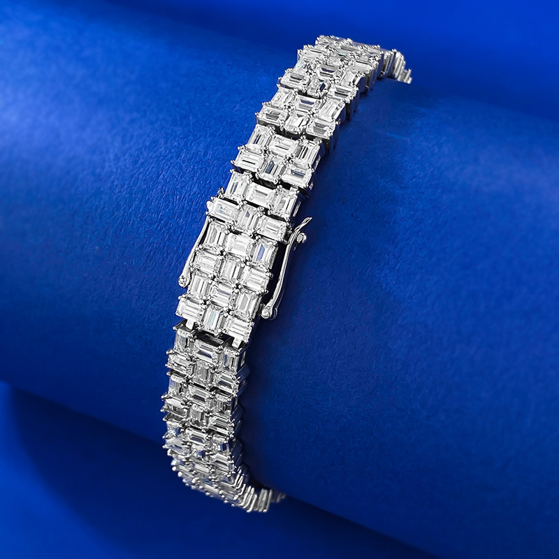 New 925 Sterling Silver Full Diamond Bracelet, Luxurious Designer Piece for Couples, Elegant and Unique European Style.