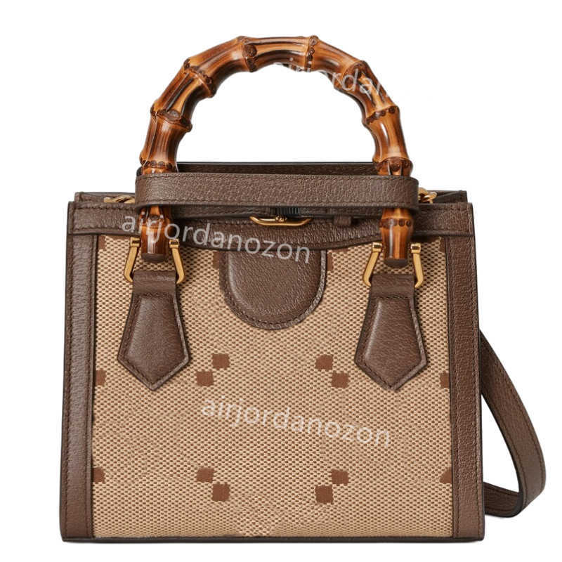Evening Bags AAA Designer Womens Leather jumbo s Printed Diana Mini Tote Bags Hardware Bamboo Handles Female Shoulder Crossbody Beach Shopping Bag Handbag