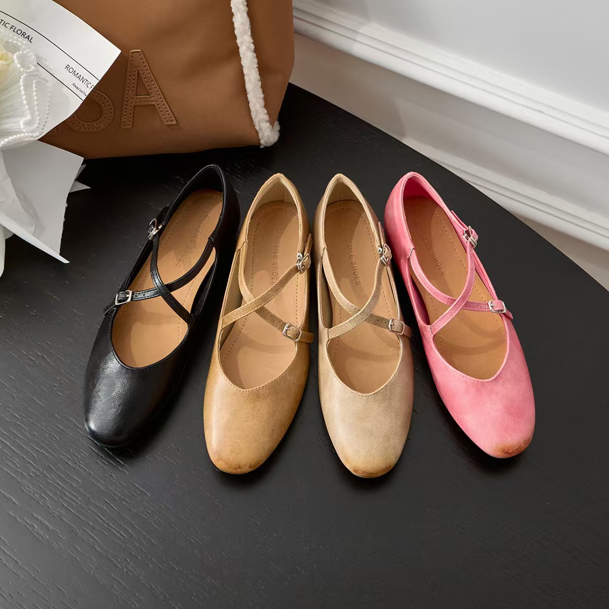 Autumn Women Fashion Round Toe Ladies Elegant Mary Jane Shoes Soft Flat Heel Outdoor Dress Ballerinas 241014