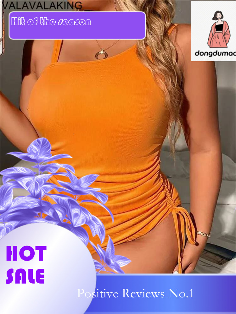 dongdumaoyi Sexy Solid Strapped Plus Size Swimwear Women Push Up Hollow Large One Piece Swimsuit Beach Lady Chubby Curvy Bathing Suit