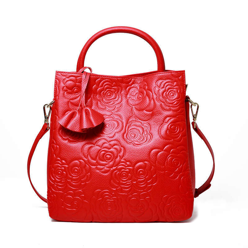 Tote Bag Genuine Leather Women S Cowhide New Camellia Handbag Fashionable Large Bag Single Shoulder Crossbody Bag KQ