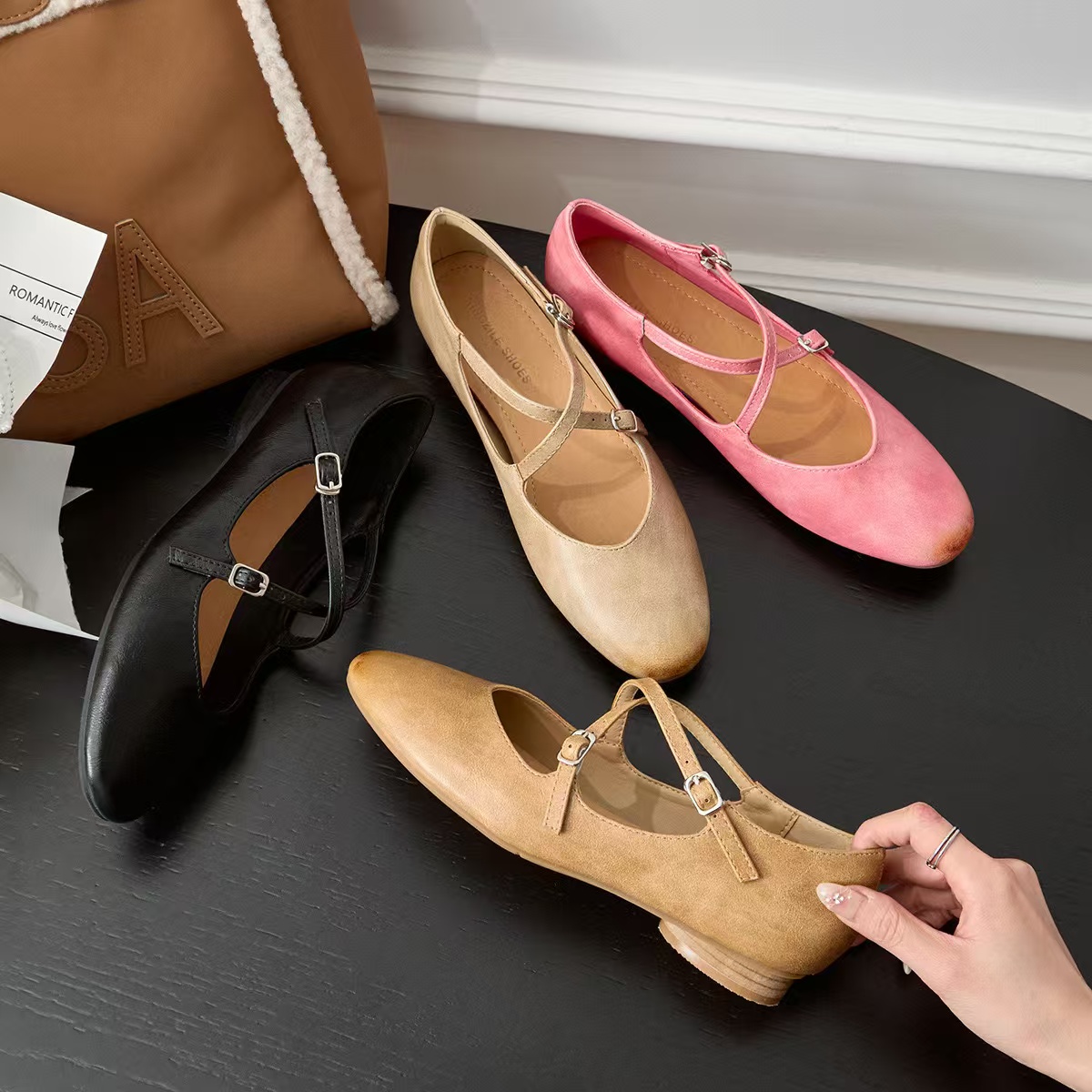Autumn Women Fashion Round Toe Ladies Elegant Mary Jane Shoes Soft Flat Heel Outdoor Dress Ballerinas 241014