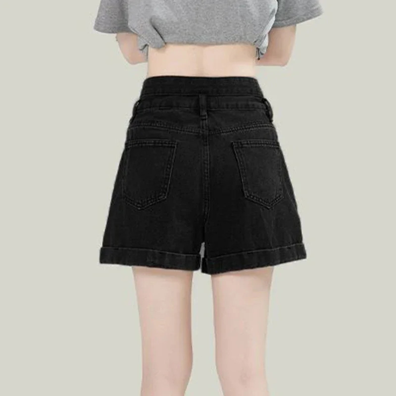 Summer Shorts Jean Baggy Wide Leg Denim Pants Lady Lightweight Casual Jeans Female High Waist Gray Blue Beach 250513Z