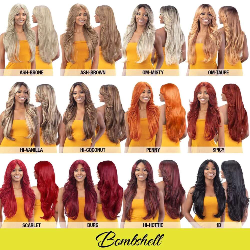 FreeTress Equal Curtain Bangs HD Lace Front Wig Bombshell - Long Layered Blow Out Style, Glueless, Easy to wear
