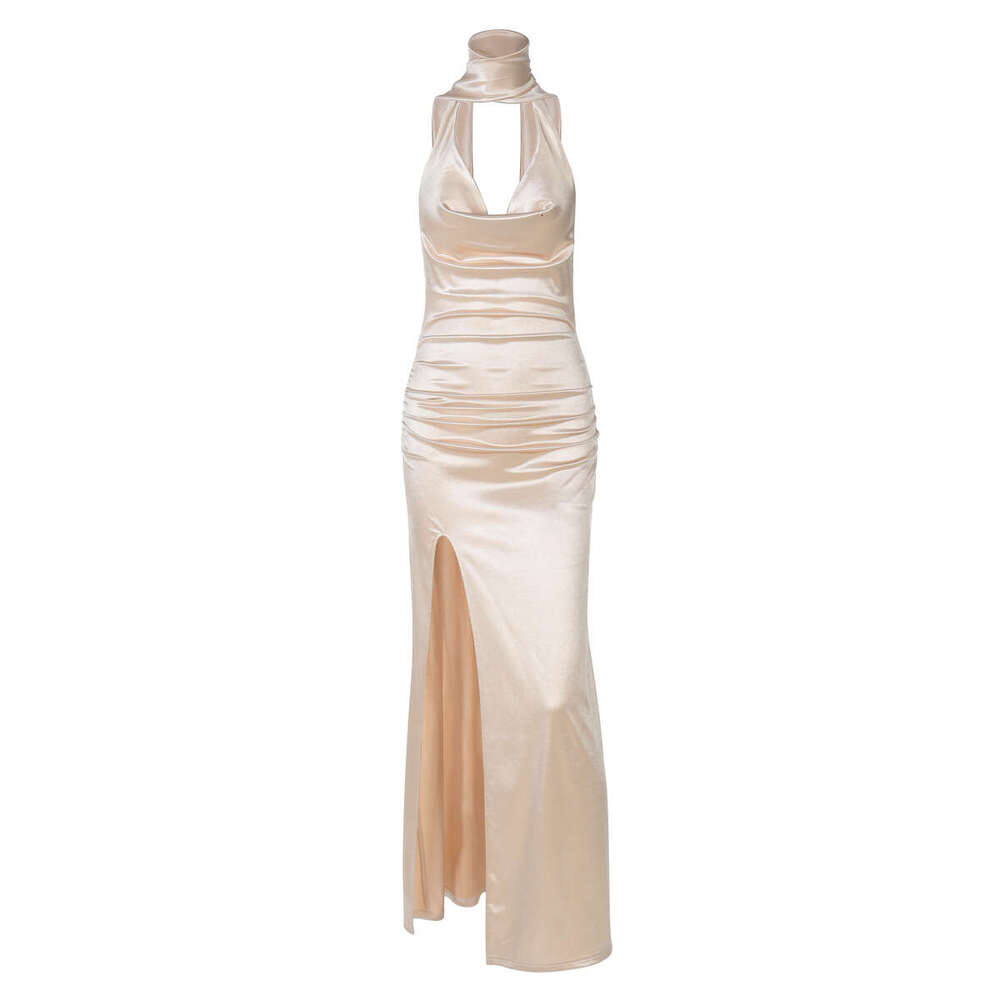 Sheath Dress Hot Selling Women S Clothing New Product Fashionable And Sexy Deep V Hanging Neck Backless Ribbon Slit Dress For Women Summer Dress
