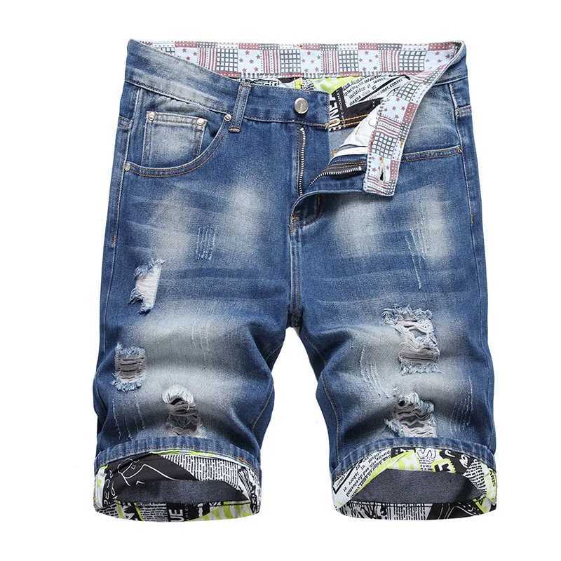 2023 Summer New Mens Ripped Short Jeans Brand Clothing Bermuda Cotton Shorts Men Thin Breathable Casual Denim Shorts J2505158E5O