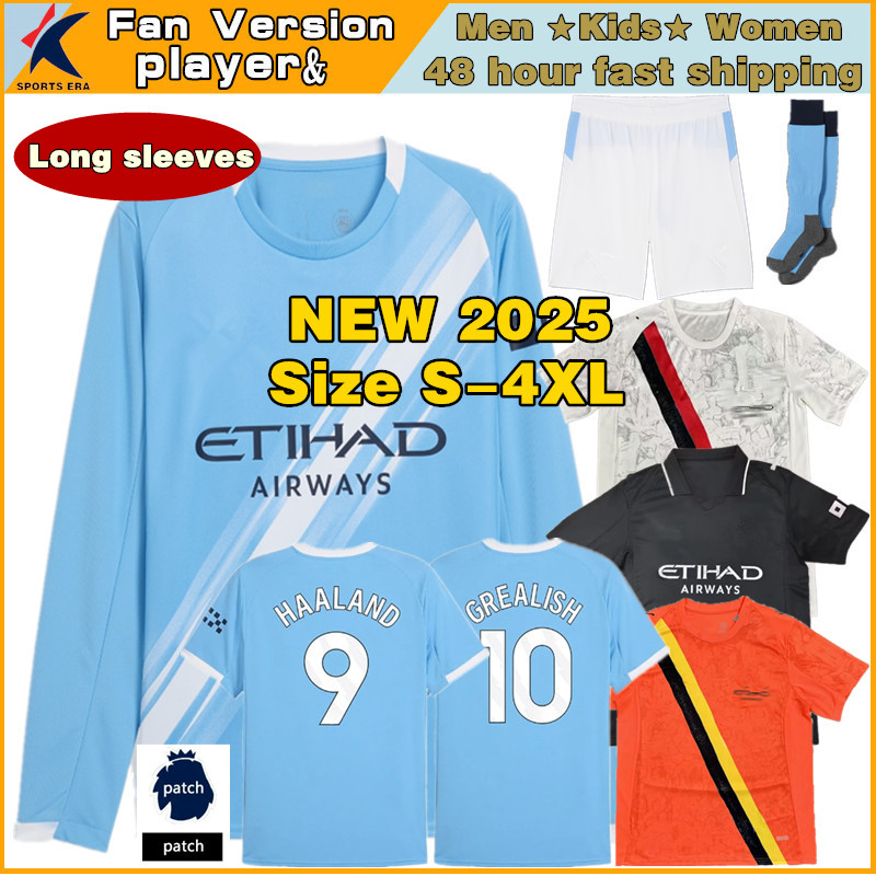 25 26 man city soccer jerseys 2025 2026 player HAALAND JERSEYS RODRIGO GREALISH DE BRUYNE FODEN Doku Jerseys fans men kids kit Long sleeves Size S-4XL football shirts