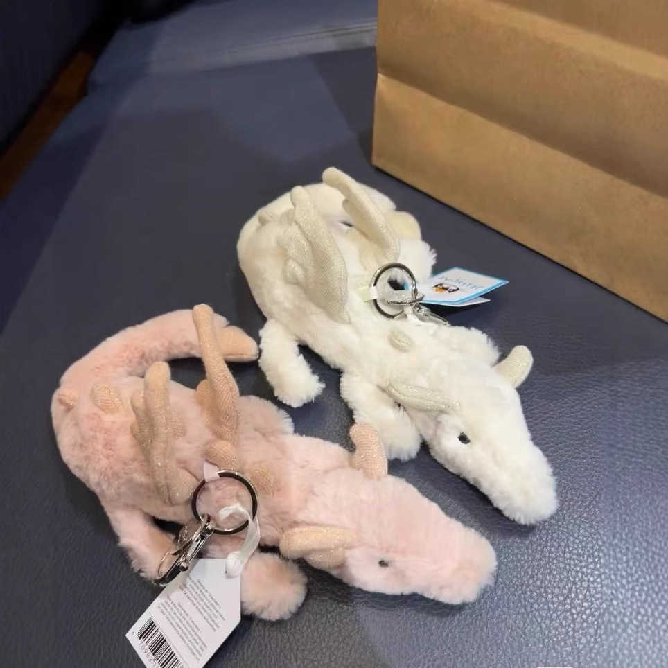 Plush Keychains UK JE Snow Dragon Bag Pendant Cute Plush Toy Doll Bag Pendant Keychain Soothing Toy